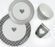 image 2 of 56pc Grey Heart Dinner Set