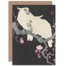 Ohara Koson Two Plum Blossom Cockatoo Art Card