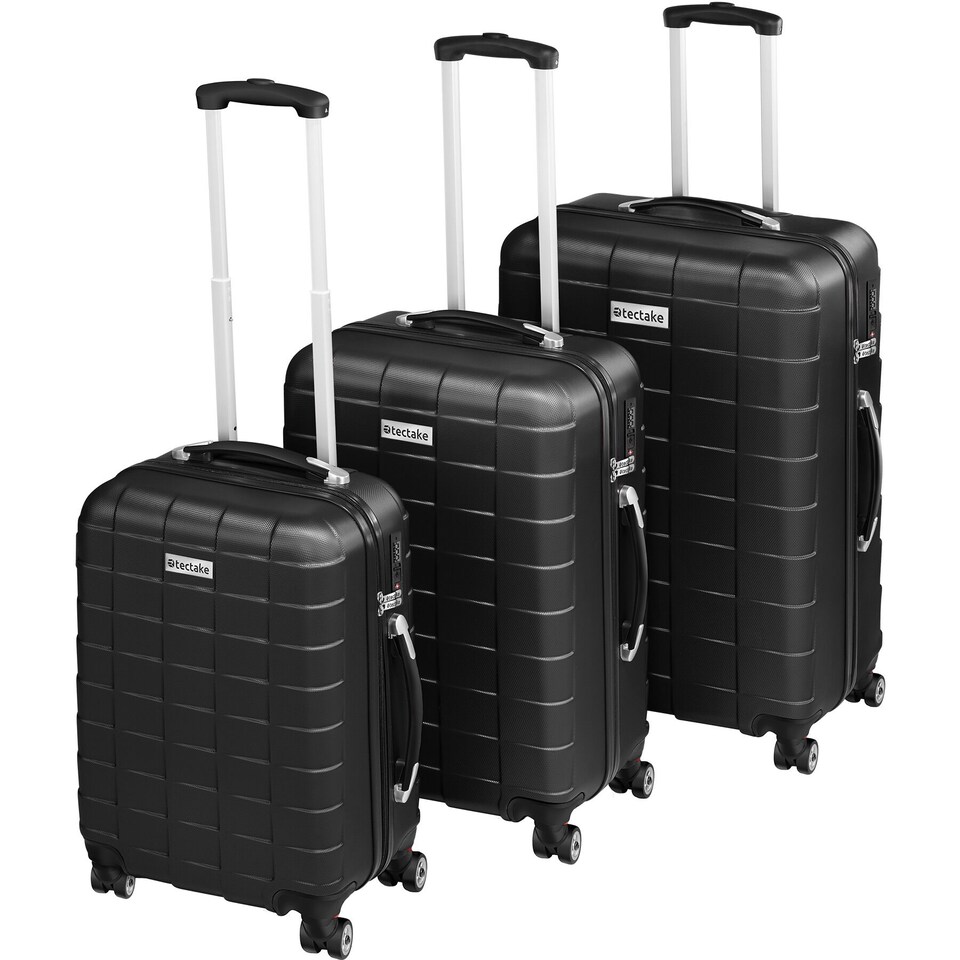 image 1 of Suitcase Set - 3 hard-shell suitcases with telescopic handle, removable wheels | Black | black | 1