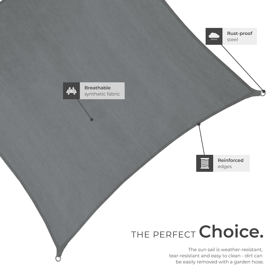 image 1 of Shade Sail - rectangular with UV protection 50, water-repellent, grey | Grey | grey | 5.4 x 5.4 m | 1