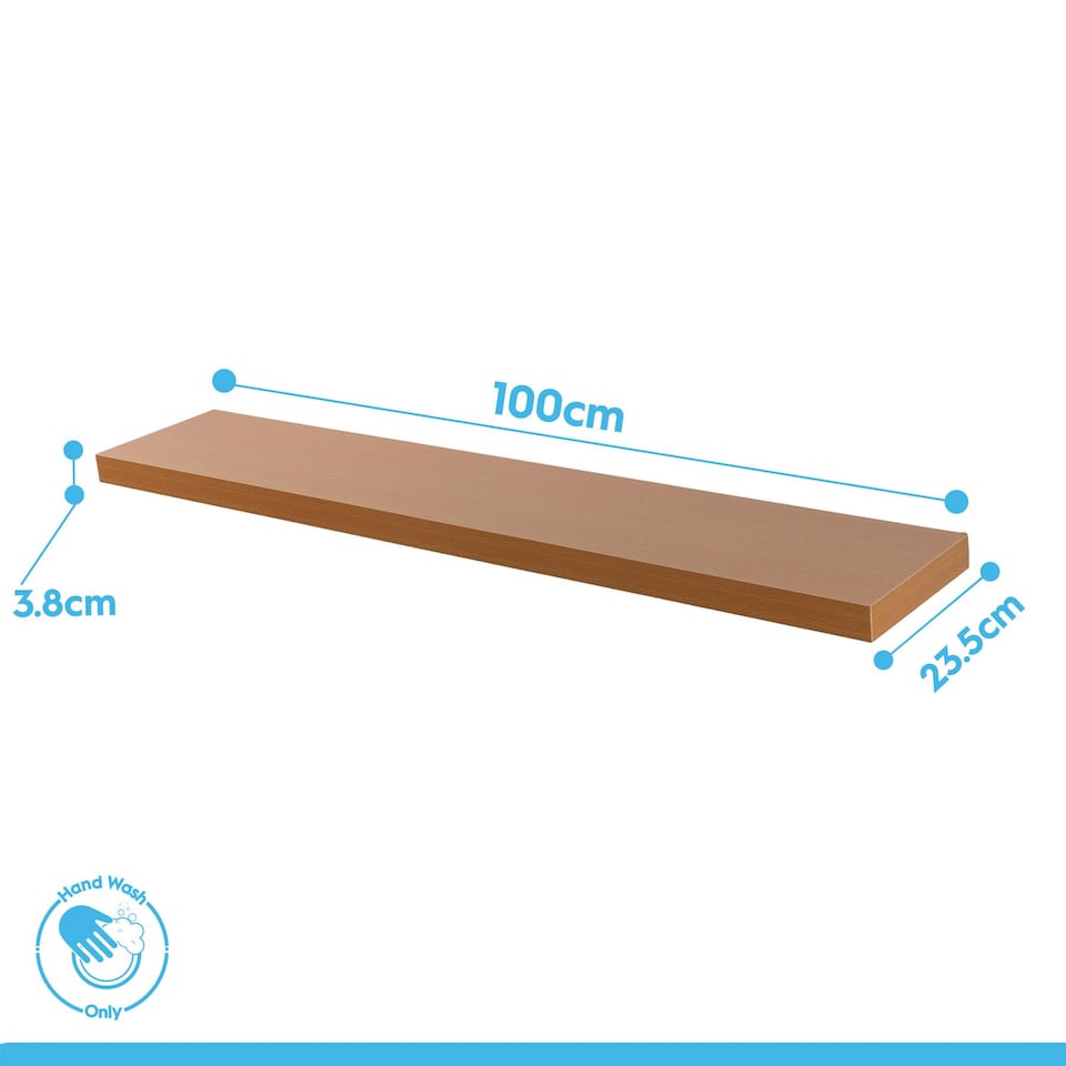 image 1 of Harbour Housewares 100cm Floating Wall Shelf - Photo Gallery Bookshelf Wall Shelves for Storage & Display | Brown | Brown