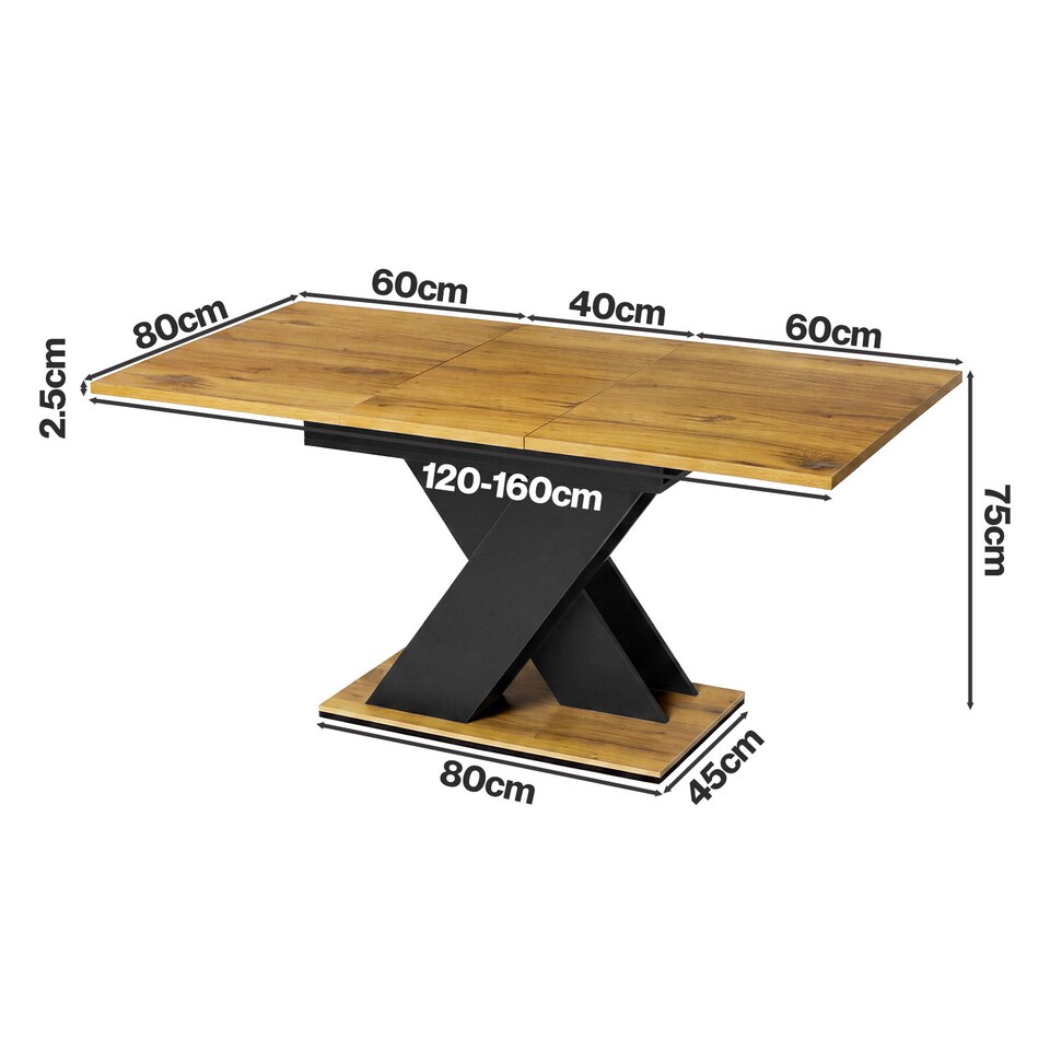 image 1 of Levede Extendable Dining Table Wooden 120 to 160CM for 4 to 6 Seats