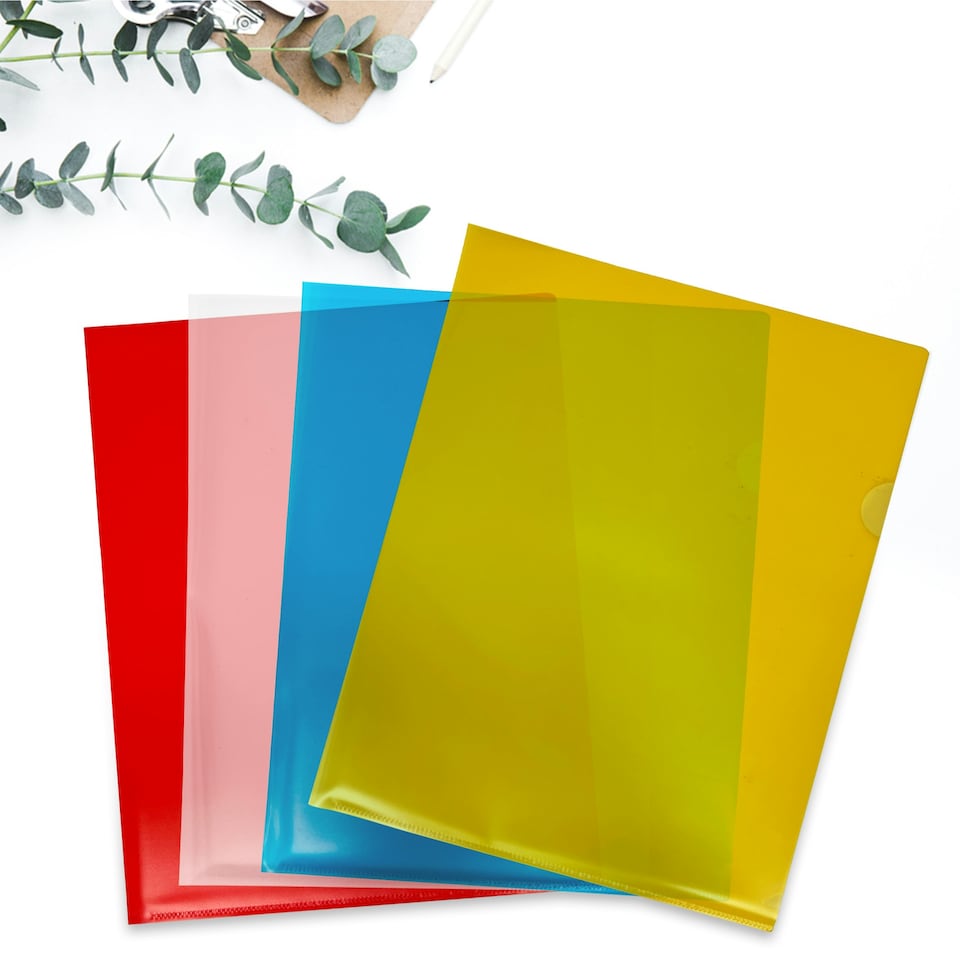 image 1 of Pack of 200 A4 Assorted Colour L Shaped Open Top and Side Report File Folders