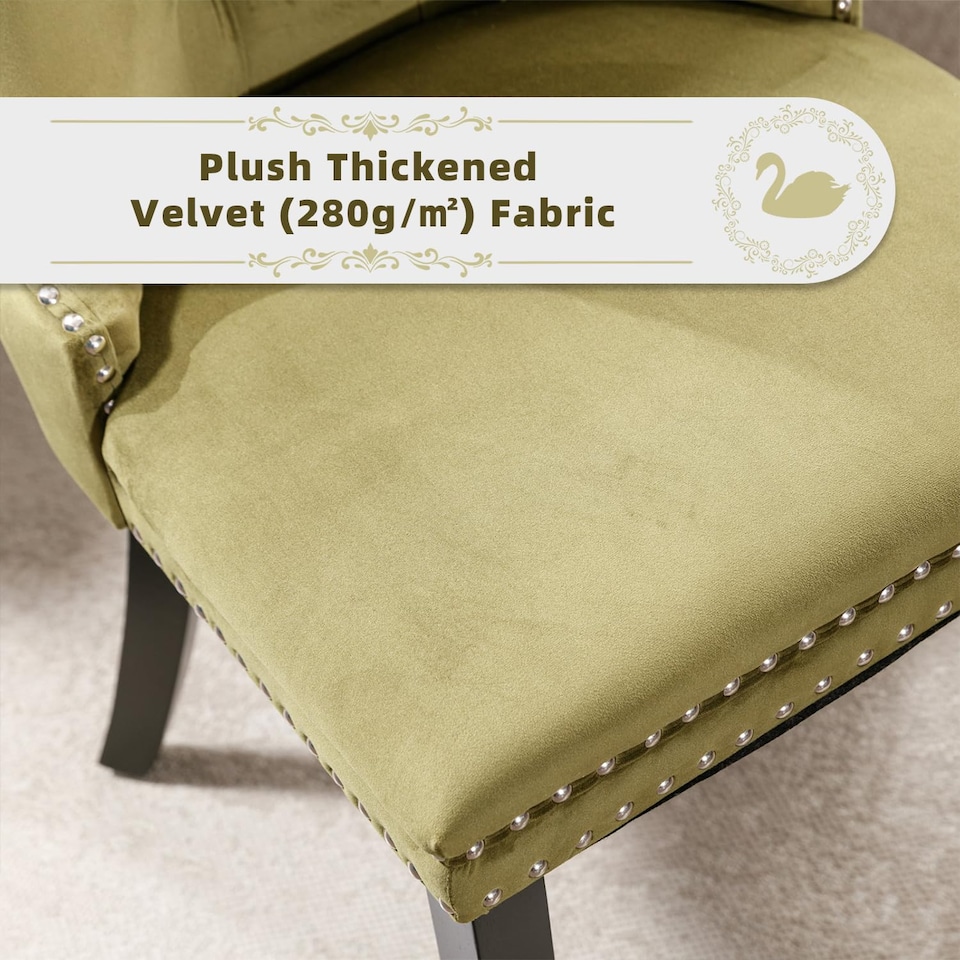 image 1 of Romsey Set of 2 Modern Velvet Dining Chairs with Knocker Ring