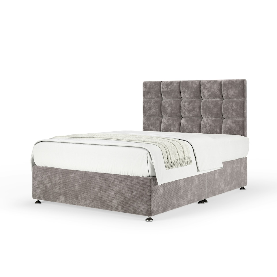 image 1 of Super Ortho Orthopaedic Silver Chenille Divan Set And Pearl Headboard Small Double