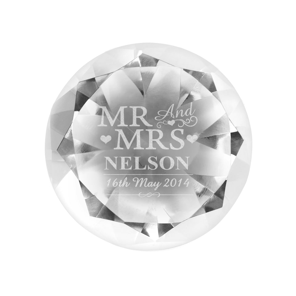 image 1 of Personalised Mr & Mrs Diamond Paperweight