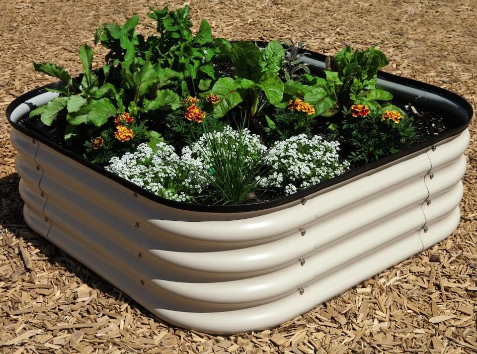 image 1 of Original Veggie Bed Merino White Vegetable Steel Raised Planter x1 | White