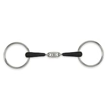 Equirubber Equikind+ Peanut Link Horse Loose Ring Snaffle Bit - Silver/Black - 4.5in