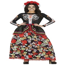 Fancy Dress Adult Catrina Long Skirt Costume - L