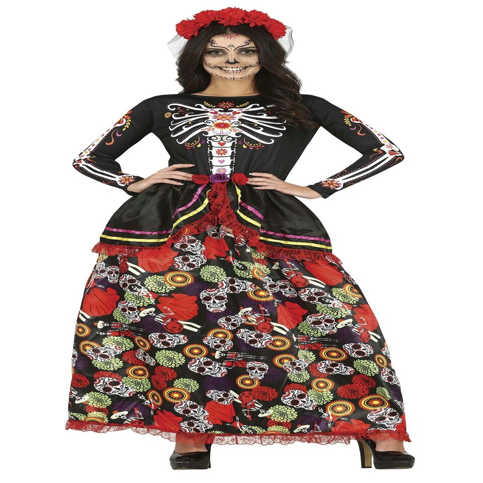 image 1 of Fancy Dress Adult Catrina Long Skirt Costume - L