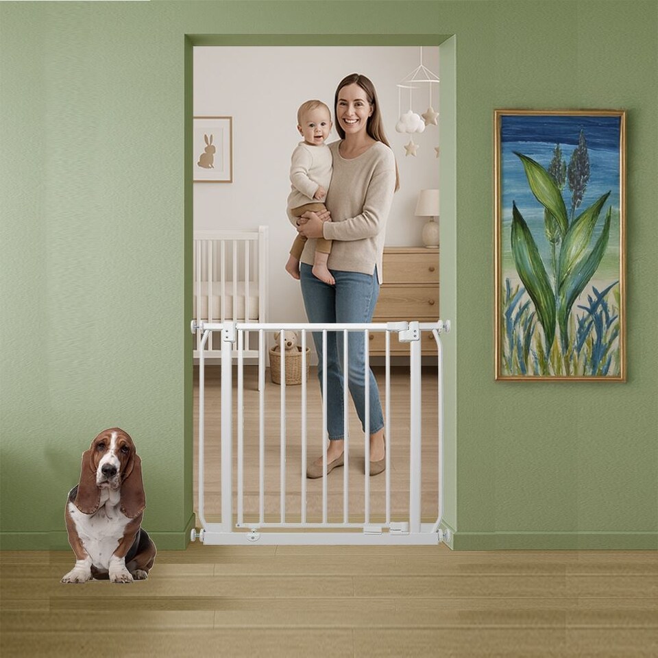 image 1 of Bettacare Elite Pressure Dog Gate, 225cm - 234cm, Matt White, Pressure Fit Pet Gate for Dog and Puppy | White