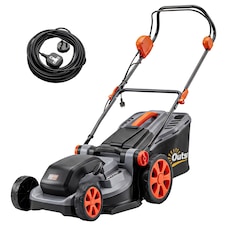 Outsunny 1800W Electric Lawnmower with 40cm Cutting Width, Mulching Feature | Grey | Light Grey | 123L x 45W x 102H cm