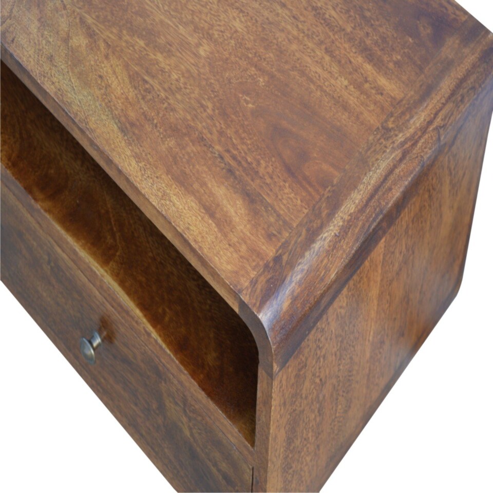 image 1 of Artisan Furniture Solid Wood Curved Chestnut Media Unit