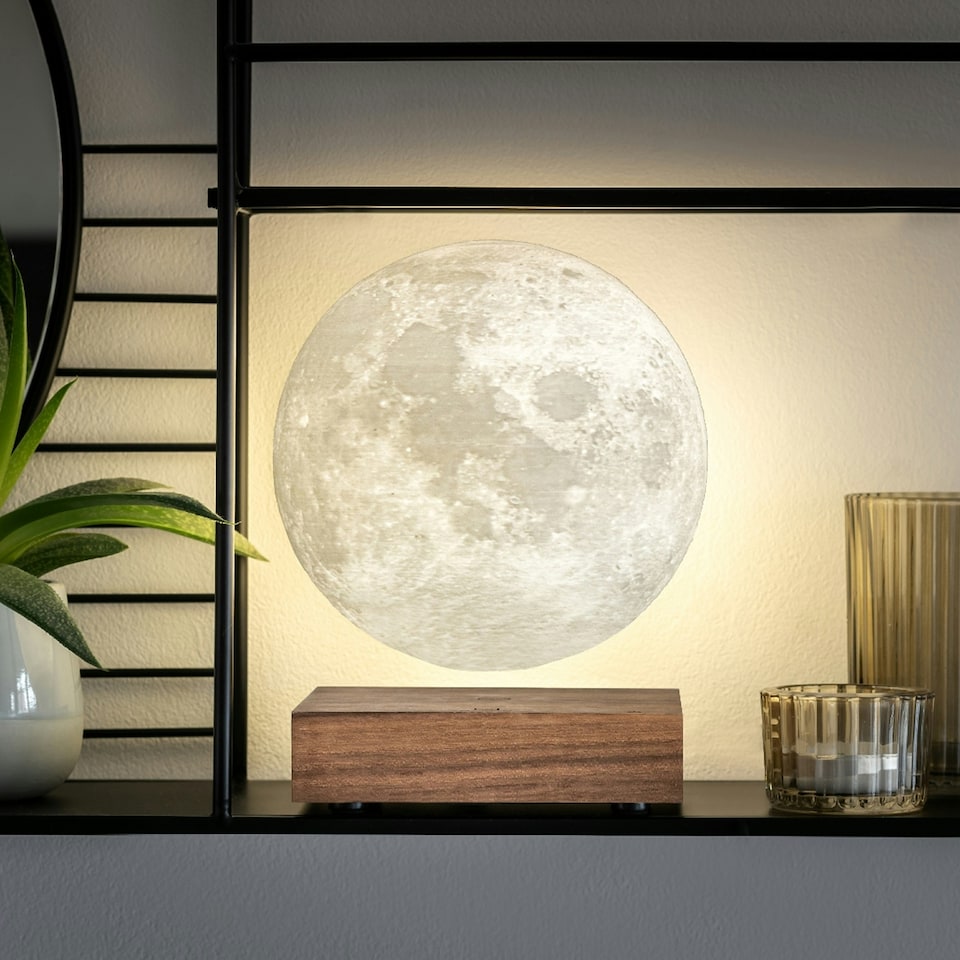 image 1 of Gingko Design Smart Moon Lamp Natural Walnut Wood