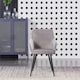 image 2 of Set of 2 Camden Modern Velvet Dining Chairs with Armrests, Quilted Design & Black Metal Legs Grey | Light Grey