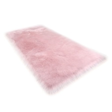 Living and Home Retangular Super Soft Shaggy Area Rug, Pink, 90cm L x 60cm W