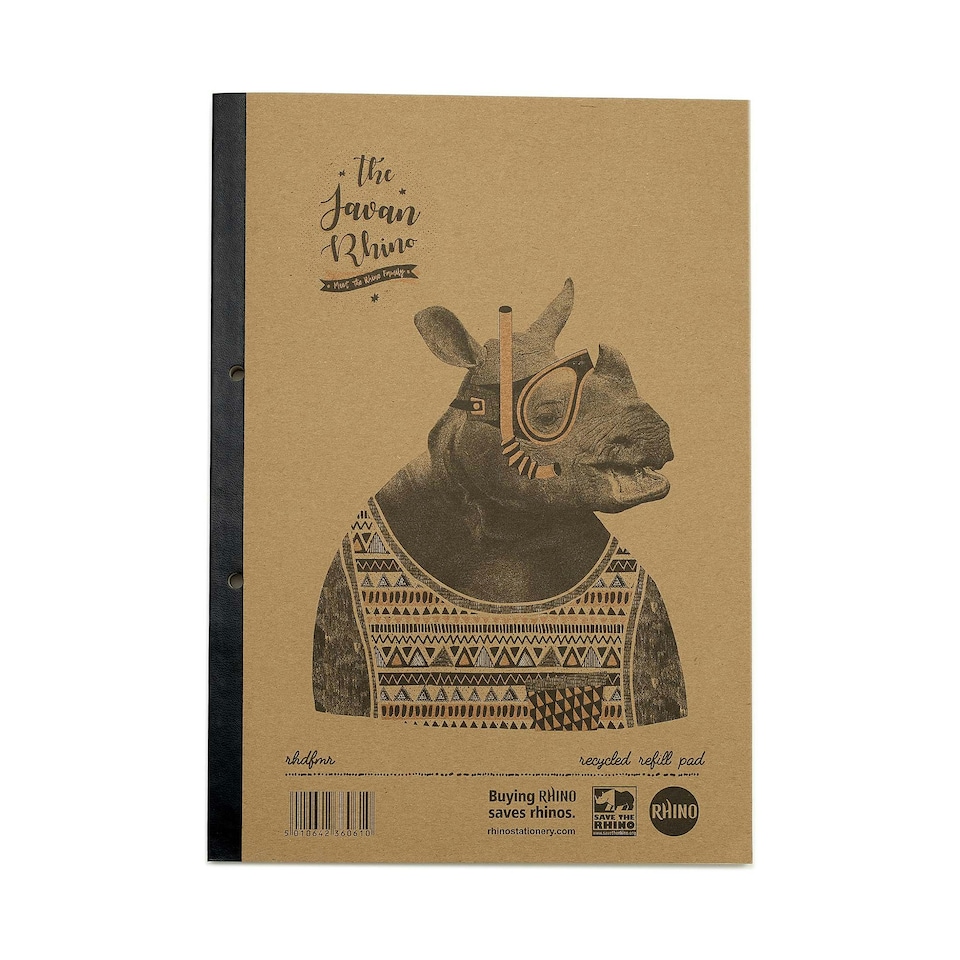 image 1 of Pack of 3 Rhino A4 Recycled 160 Leaf 8mm Lined with Margin Refill Pads