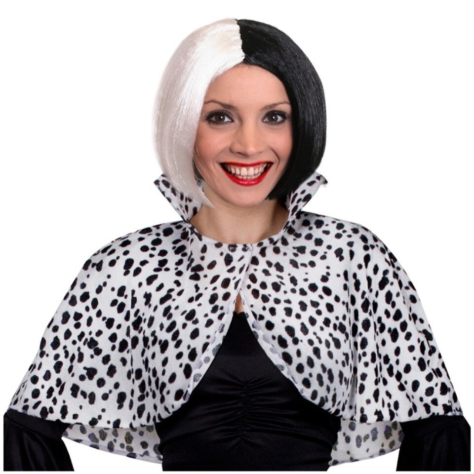 image 1 of Evil Dog Lady Black and White Bob Wig Black | One Size