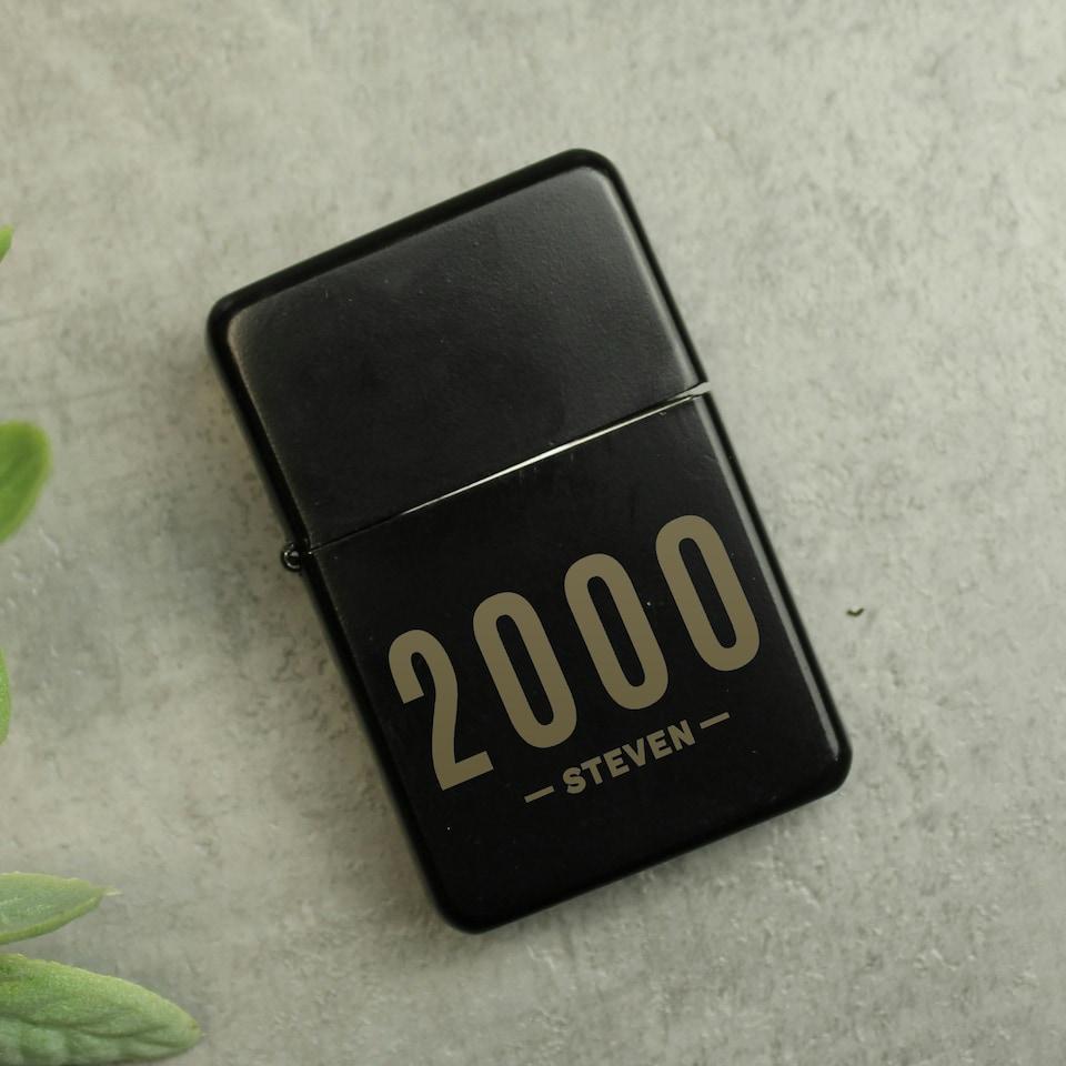 image 1 of Personalised Date & Name Black Lighter