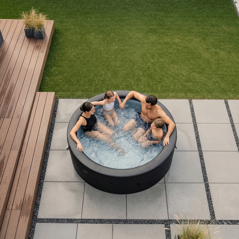 image 1 of Wave Tahoe 4 Person Eco Foam Hot Tub, Charcoal Black