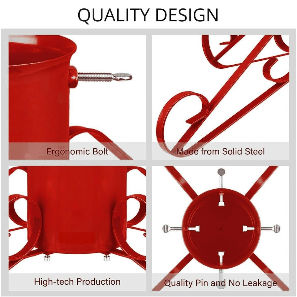 image 1 of Holly International Traditional Metal Scroll Leg Christmas Tree Stand for Real Trees to 3m - Red