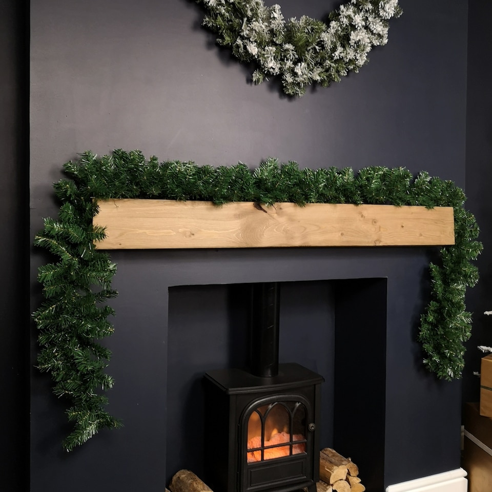 image 1 of Premier 270cm (9ft) x 25cm Plain Green Christmas Garland Decoration