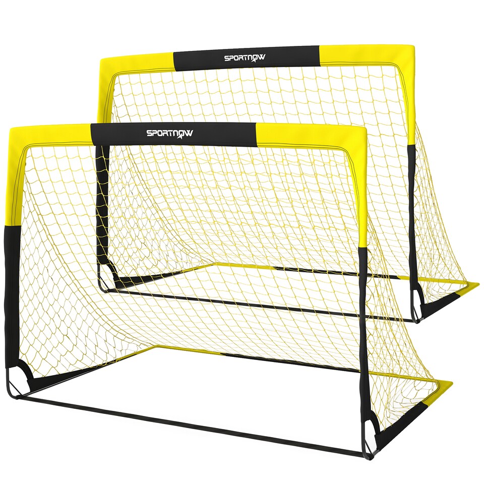 image 1 of SPORTNOW Set of 2 Pop Up Football Goal, Portable Folding Football Net