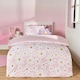 image 1 of OHS Kids Daisy Print Pinsonic Duvet Cover and Pillowcase Set, Single - Pink