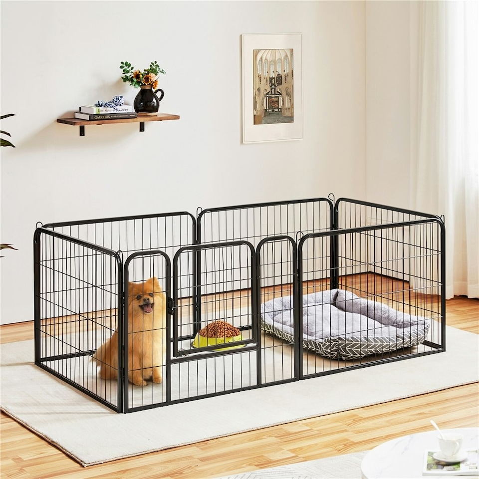 image 1 of Yaheetech 6 Metal Dog Playpen Panels, 80 × 60 cm Black