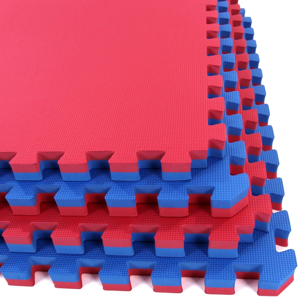 image 1 of Actiasmat Exercise Mat, 40mm Thick, Red/Blue, Interlocking Mat for Martial Arts and Fitness (Multi, 40 mm x 1 Square Meter)
