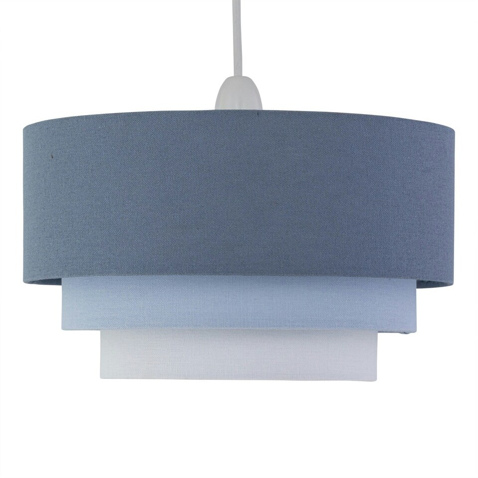 image 1 of First Choice Lighting Set of 2 Gabi Blue Ombre Linen 3 Tier Ceiling Light Shades Blue