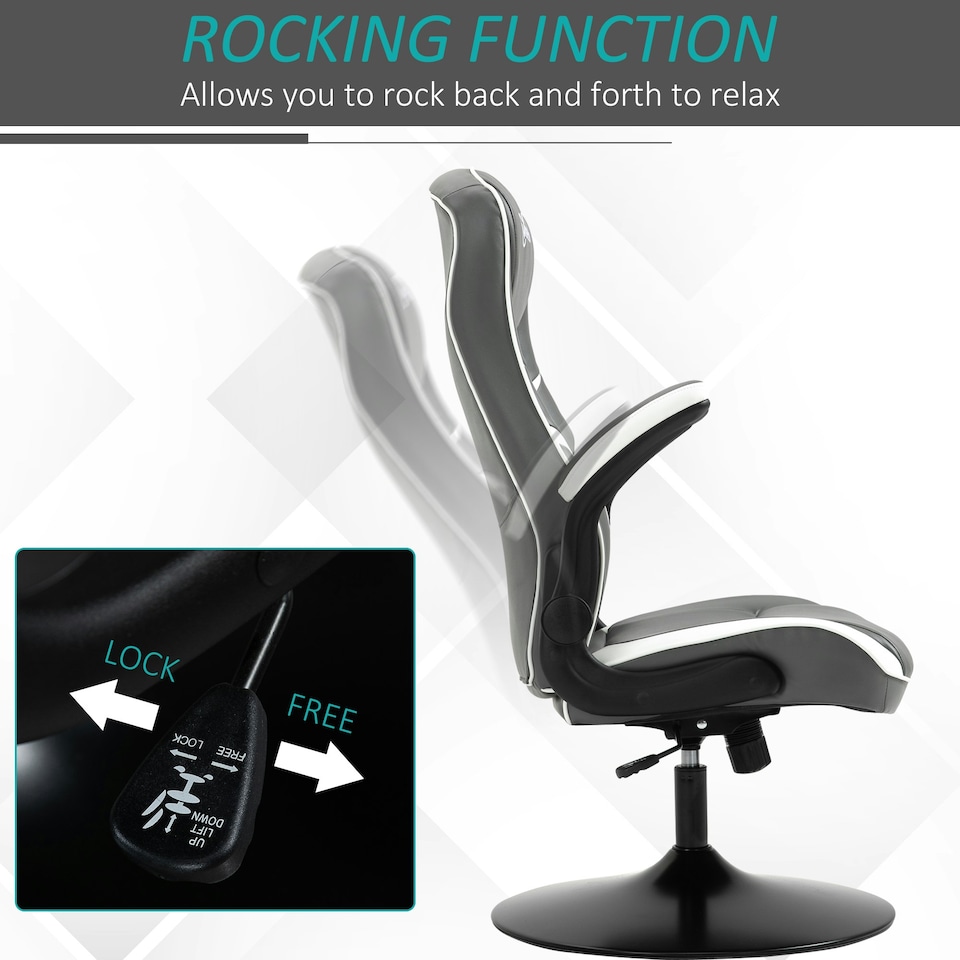 image 1 of Vinsetto Racing Video Game Chair PVC Leather Computer Gaming Chair Grey