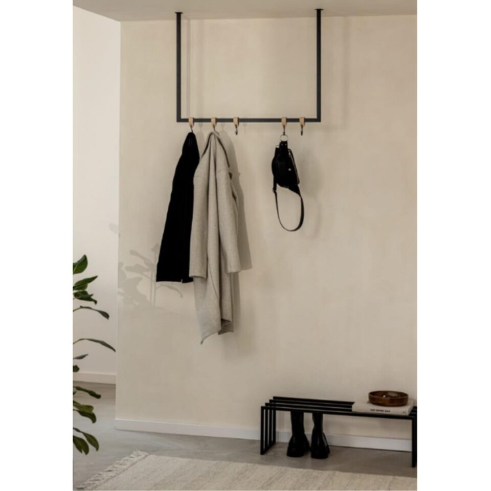 image 1 of Decortie Roya Hall Set Shoe Rack and Hook Rail Black