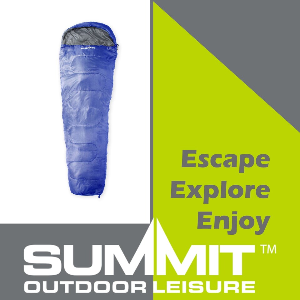 image 1 of vfm-estore Mummy Sleeping Bag Single Camp Blue - 2‑Season, Lightweight 900g