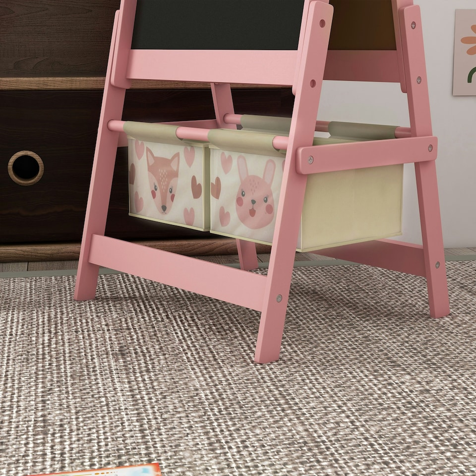 image 1 of AIYAPLAY Kids Easel with Paper Roll, 3 in 1 Art Easel Blackboard, Whiteboard