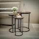 image 2 of Set of 3 Wooden Nest Of Tables Brown Brown