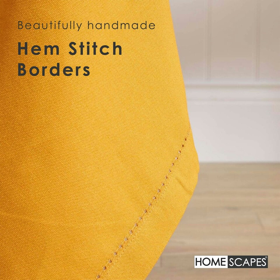 image 1 of Homescapes Mustard Yellow Cotton Round Tablecloth - 178 cm Yellow