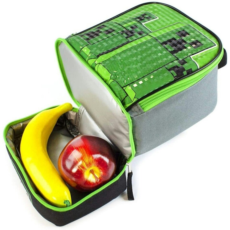 image 1 of Minecraft Childrens/Kids Double Creeper Lunch Bag - Green - One Size