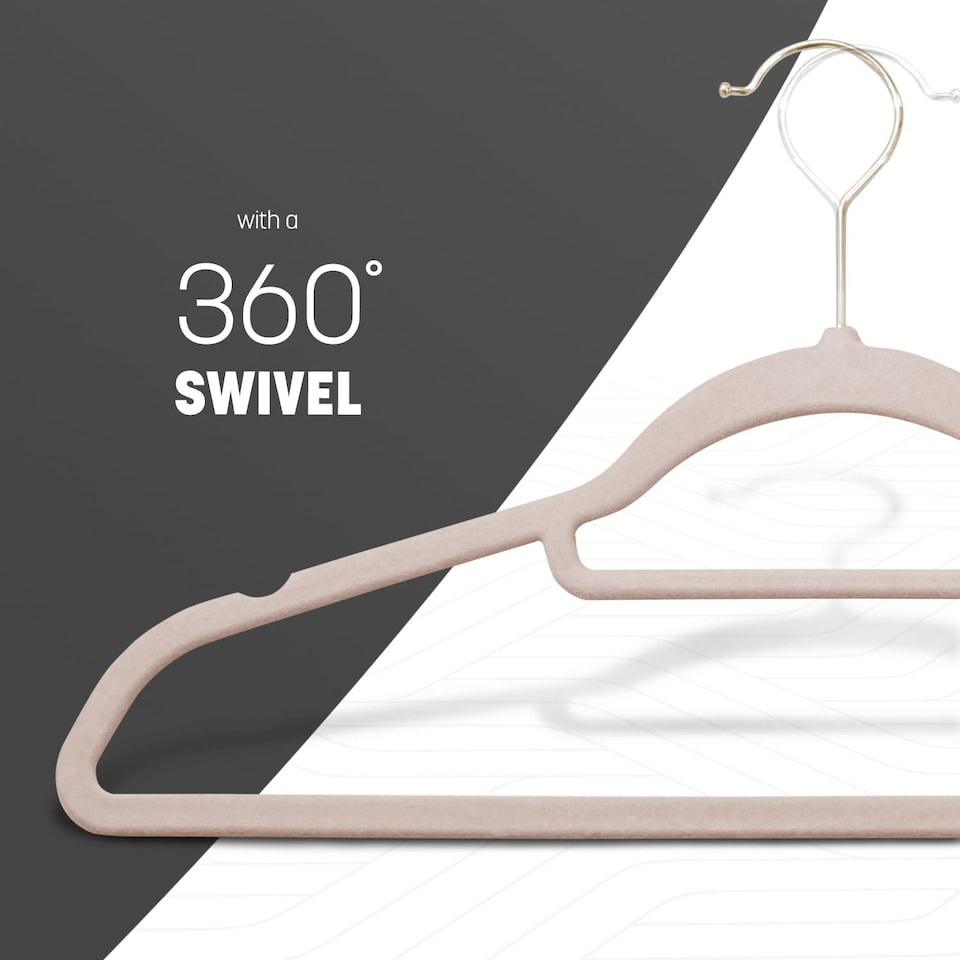 image 1 of Keplin Velvet Non-Slip Clothes Hangers with Tie Bar and Swivel Hook, 30 Pack
