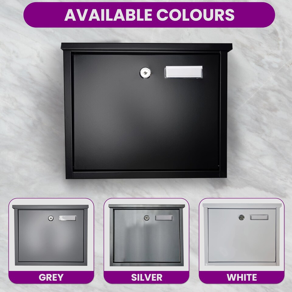 image 1 of FURNISHED Outdoor Wall Mounted Post Box Galvanized Steel | Black | Black