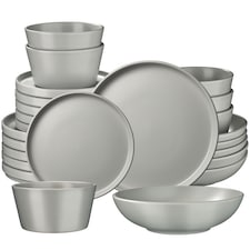 Dinnerware Set Una - dinner set, incl. plates, bowls and mugs, for 6 people | Grey | grey | 1