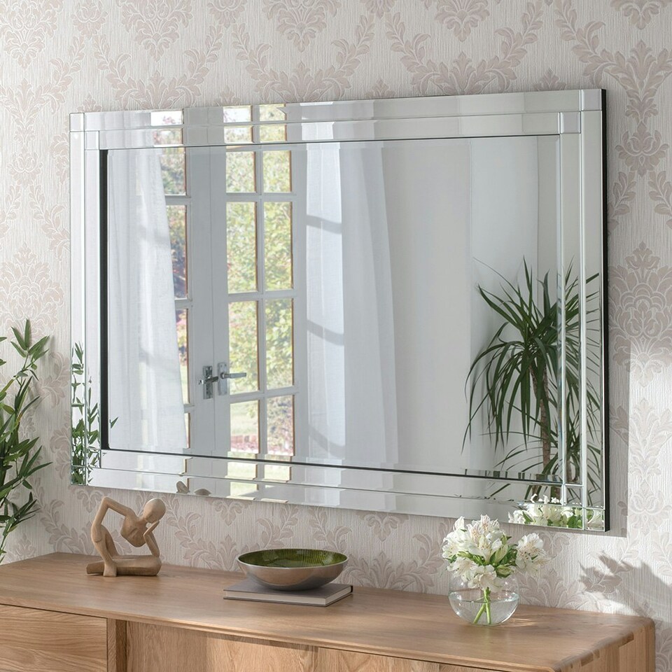 image 1 of Bevelled Modern Rectangular Mirror 120x80cm Black | 120x80x2cm
