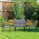 image 2 of Outsunny 4pcs Patio Furniture Set Garden Sofa Glass Top Coffee Table Grey