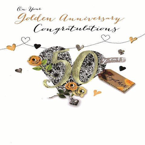Golden 50th Anniversary Greeting Card Joie De Vivre Range Cards - Tesco ...