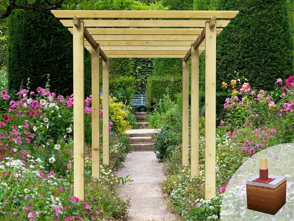image 1 of eDecks HD Royal Walkway Garden Pergola w/ Steel Spikes 2.7m - 2.4 x 4.8m