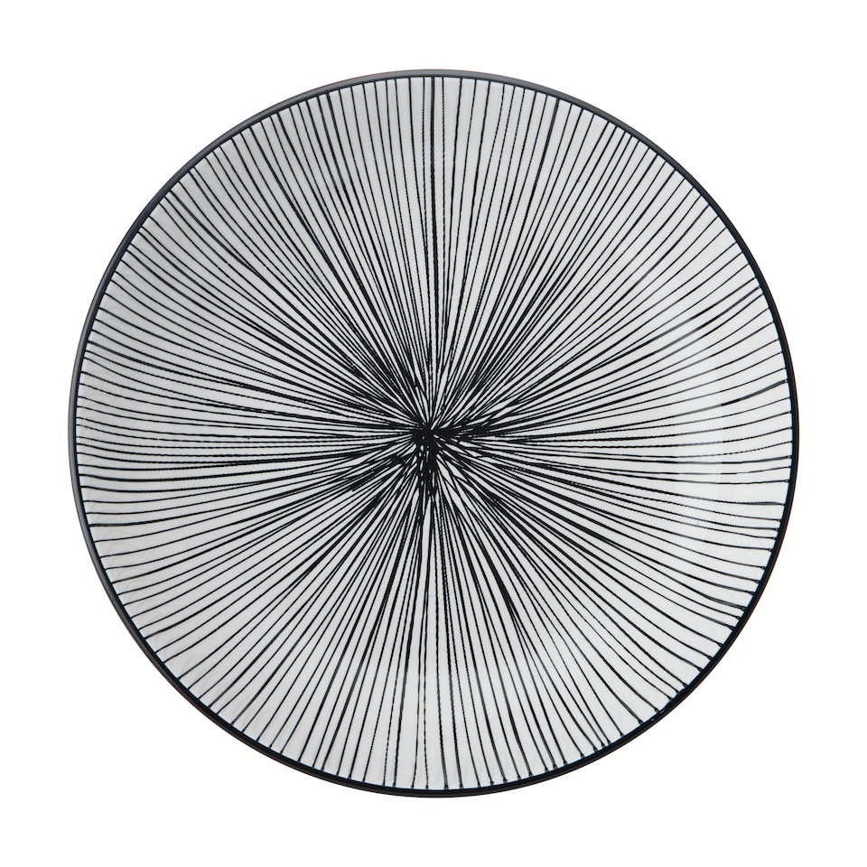 image 1 of Mikasa Set of 4 Black Stripe Stoneware Pasta Bowls