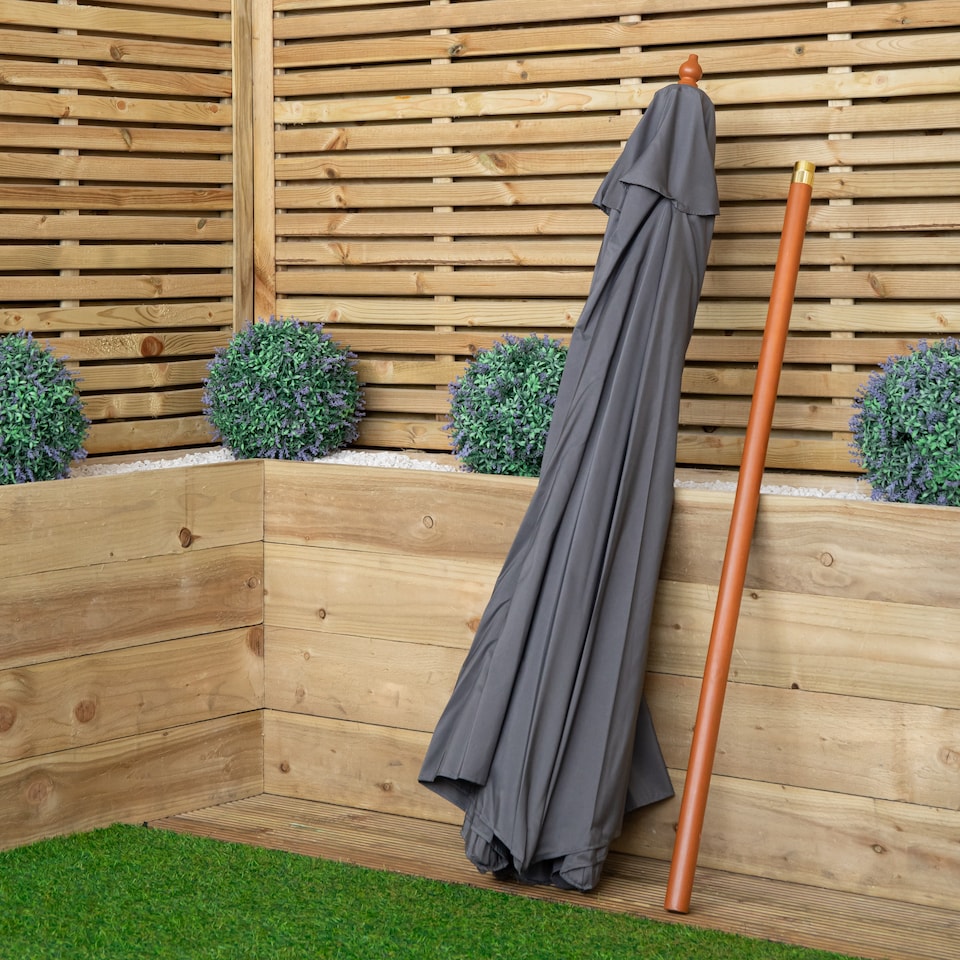image 1 of Samuel Alexander 2.7m Outdoor Wooden Garden Parasol Sun Shade with Carry Bag in Grey