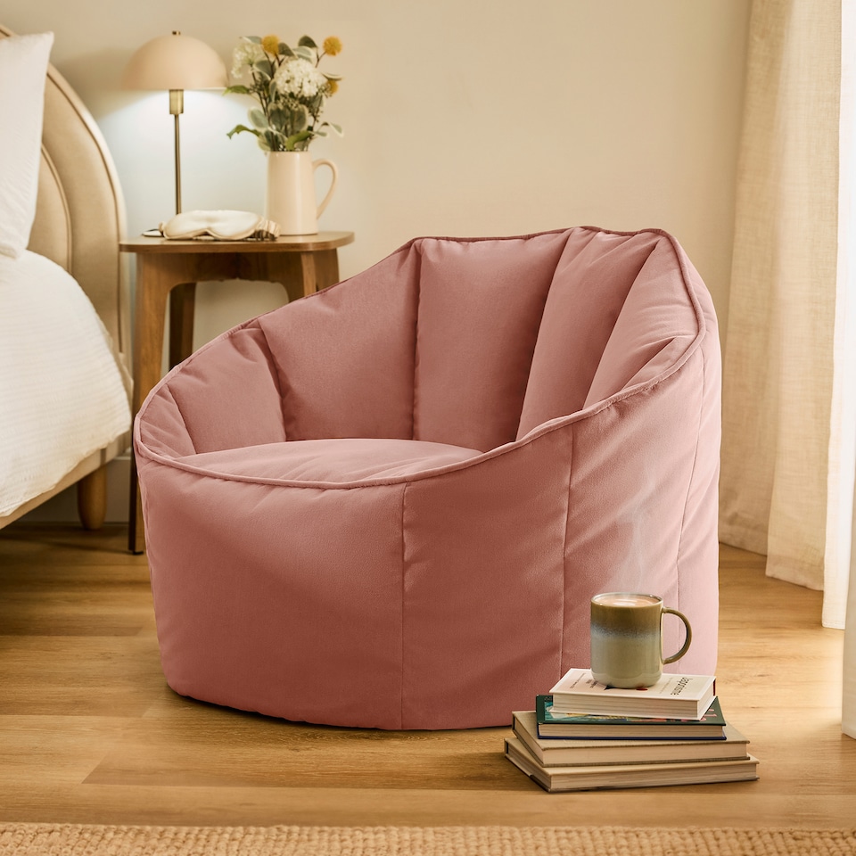 image 1 of icon Sirena  Velvet Bean Bag Accent Bean Bag Chair, Pink