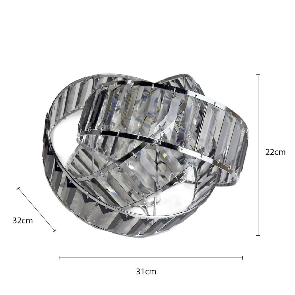 image 1 of VOLTICO 3 Tier Crystal Ceiling Light Shade Grey | Modern Interlocking Ring Pendant Lampshade E27