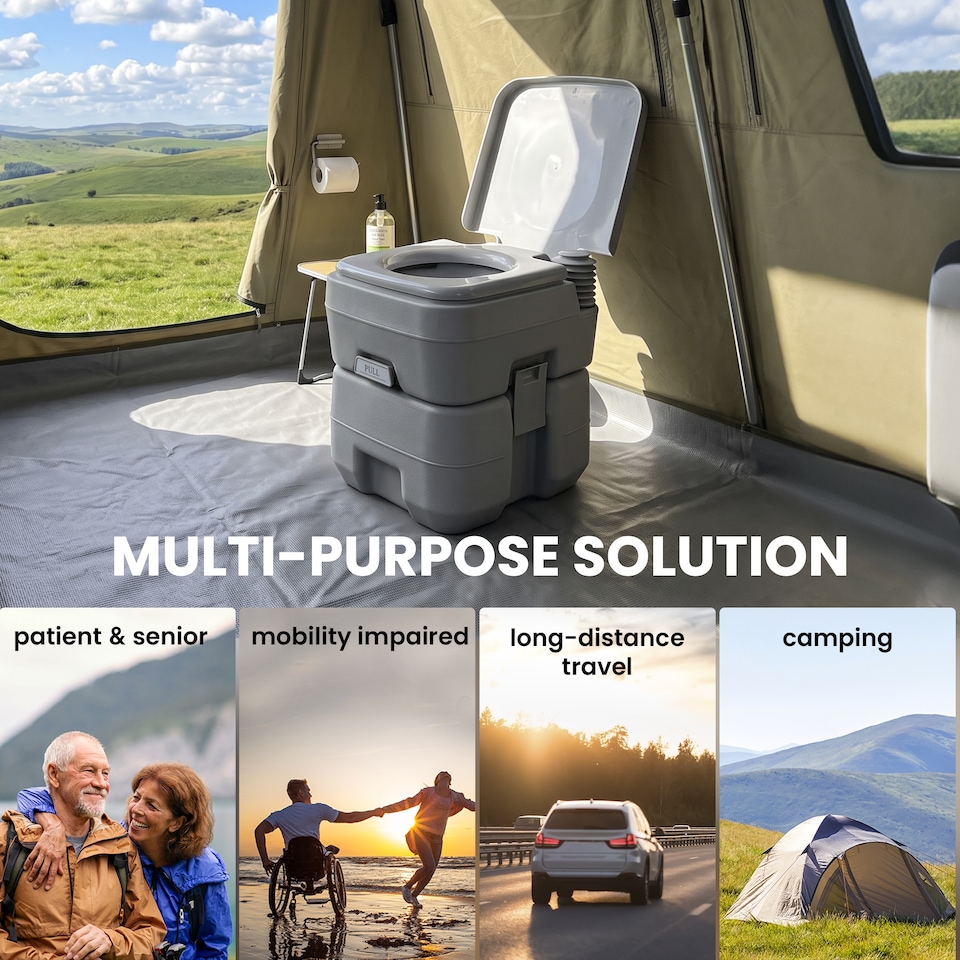image 1 of Outsunny 20L Camping Toilet Portable Travel WC Caravan Picnic Fishing Restroom